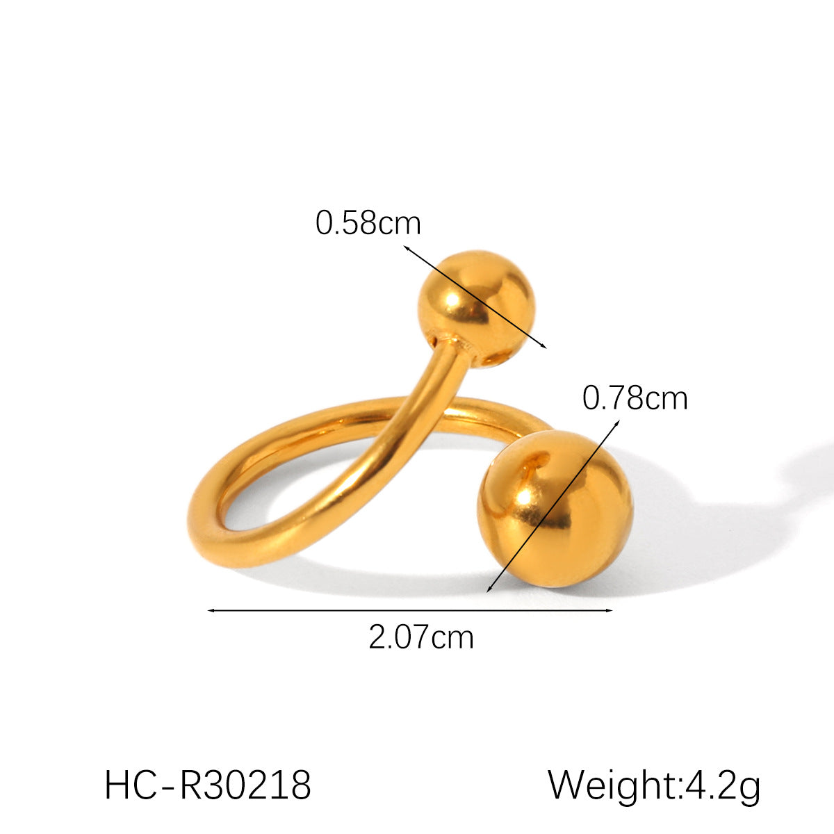 Stainless Steel Ball Ring Female Niche Design Size Gold Ball Ring Titanium Steel Ring
