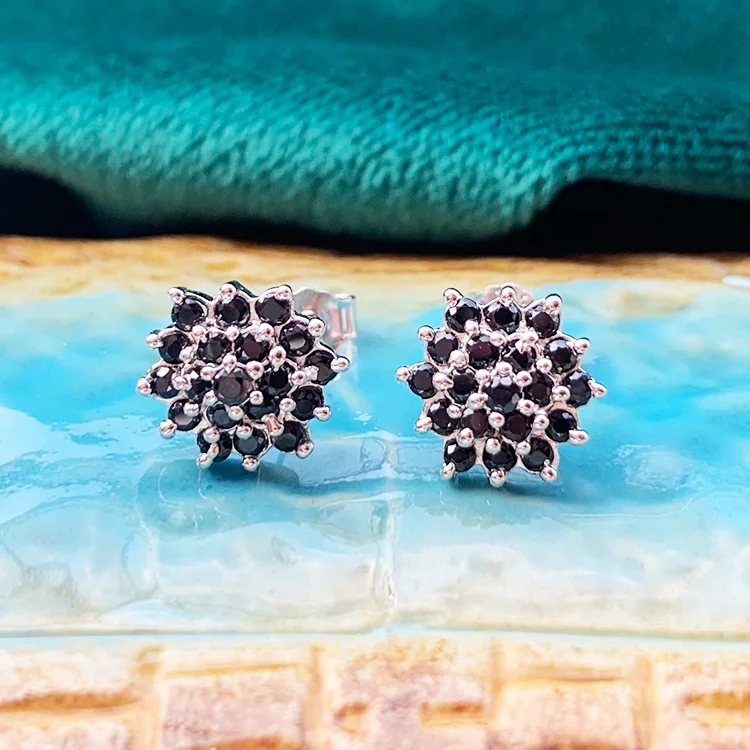 925 Silver Stud Earrings Rhodium Plated Fine Jewelry Flower Shape Hot Sale for Women Ladies