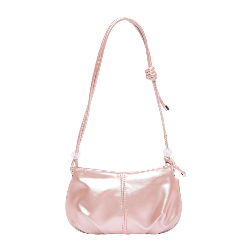 Women's Pu Leather Solid Color Streetwear Pillow Shape Zipper Crossbody Bag