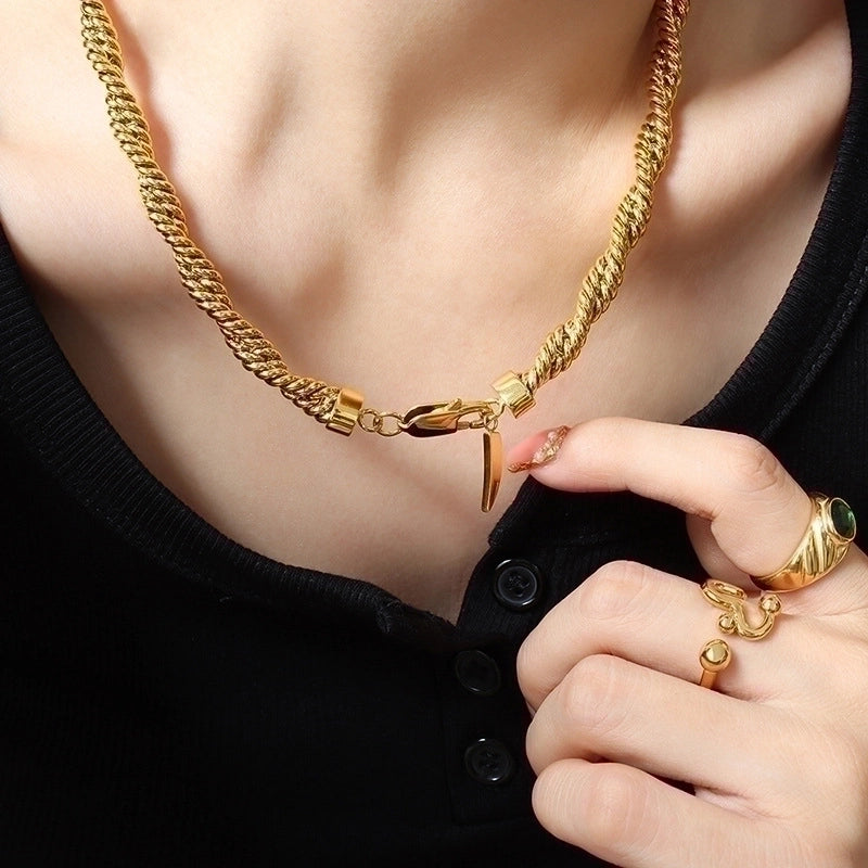 Minimalist Twist Titanium Steel Plating Bracelets Necklace