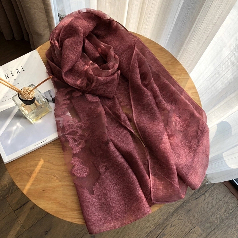 Women's Elegant Solid Color Satin Silk Scarves