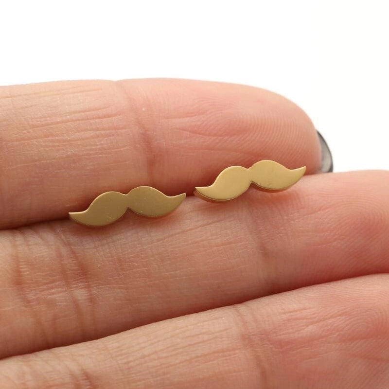 1 Pair IG Style Minimalist Ice Cream Heart Shape Notes Asymmetrical Plating 304 Stainless Steel 18K Gold Plated Ear Studs
