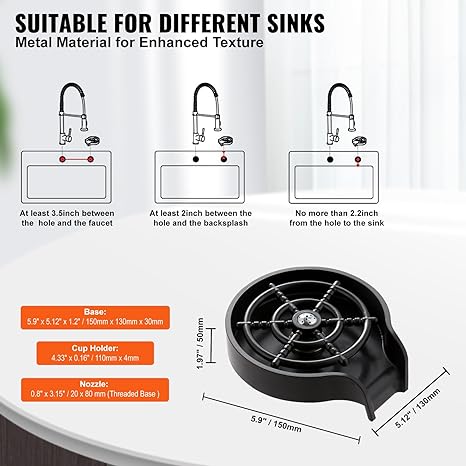 Black High-End Sink Glass Flusher Kitchen