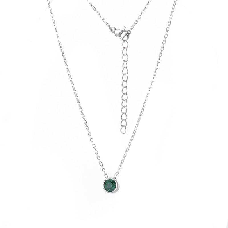 Stainless Steel 18K Gold Plated Rose Gold Plated IG Style Plating Inlay Round Birthstone Pendant Necklace