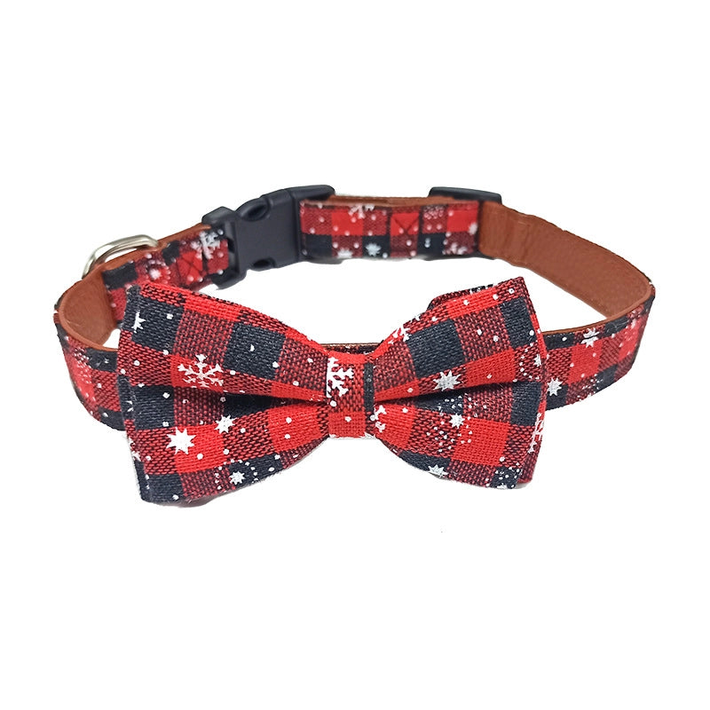 Casual Cotton Polyester Christmas Lattice Pet Collar