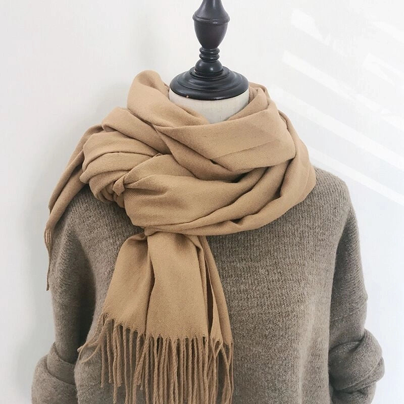 Autumn And Winter New Solid Color Scarf Sweet Wind Imitation Cashmere Scarf Women's Warm Scarf Fashion Shawl