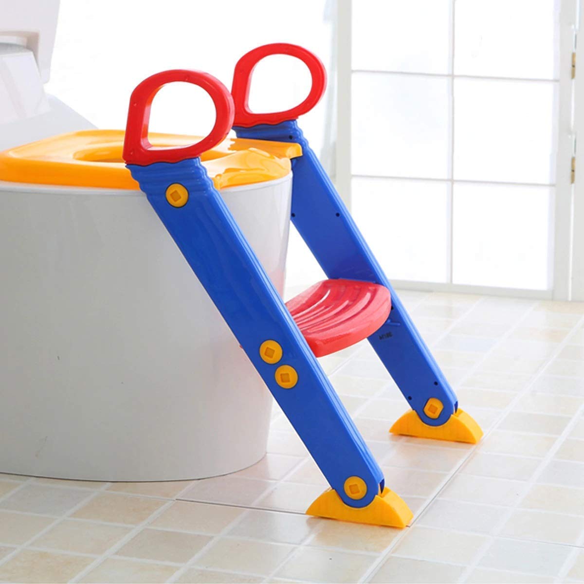 Kids Foldable Plastic Potty Training Seat. Toilet Ladder Step up Training Stool