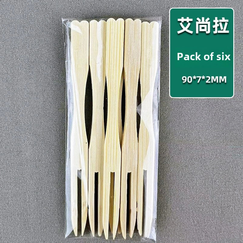 Bamboo Fruit Fork Disposable Children Heart-shaped Bamboo Fork KTV Bar Club Home Snack Fork Manufacturers