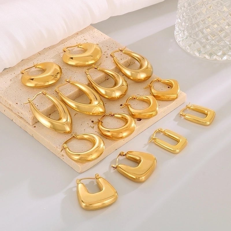 1 Pair Modern Style Minimalist Solid Color Plating Stainless Steel 18K Gold Plated Earrings