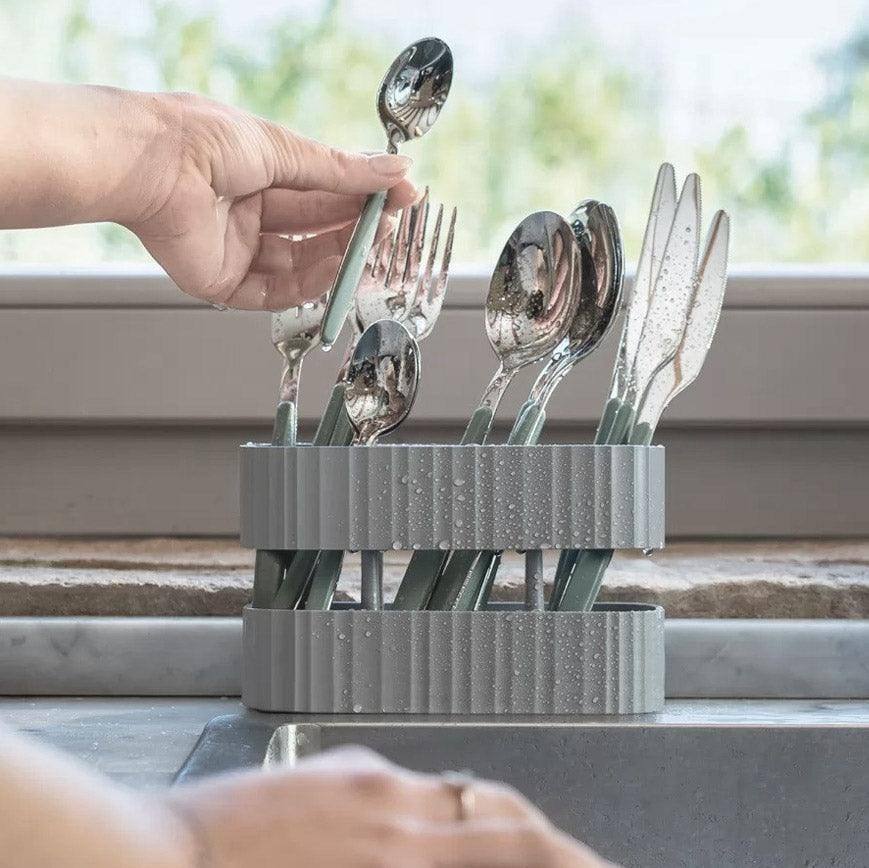 Drain & Safe Cutlery Drainer - Grey