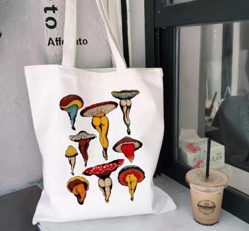 Women's Minimalist Artistic Animal Mushroom Butterfly Shopping Bags
