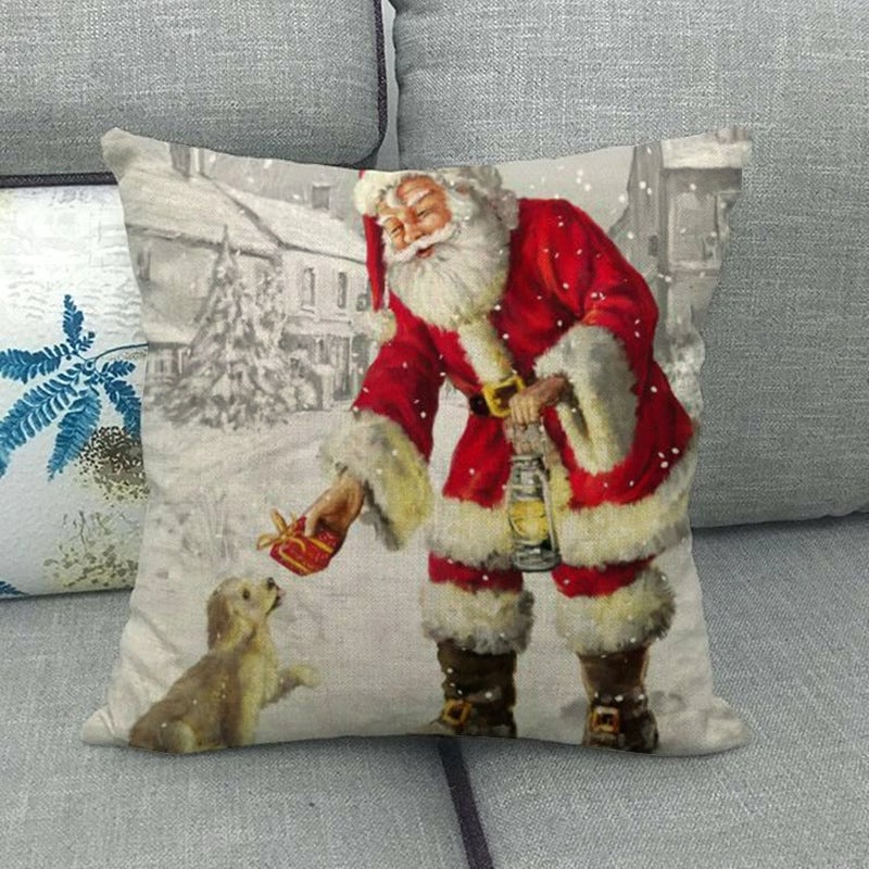 Christmas Modern Style Classic Style Christmas Tree Santa Claus Dog Linen Pillow Cases Couch & Sofa Decor
