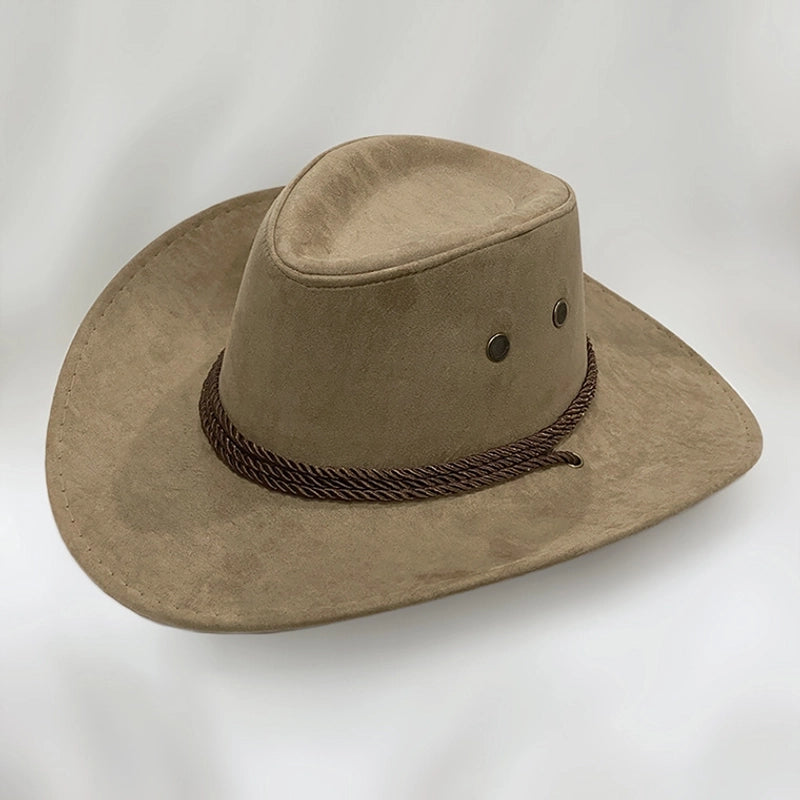 American Western Cowboy Hat Spring And Autumn Leather Men's Mountain Climbing Spanish Women's Sun Big Edge Sun Hat Sunscreen Travel
