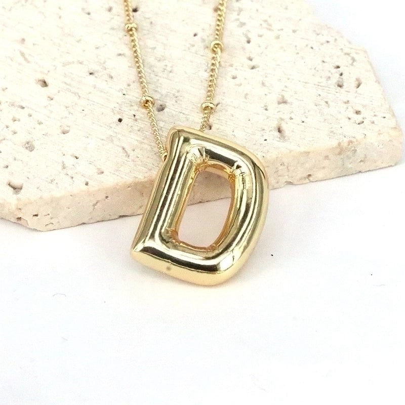 Minimalist Classic Style Letter Copper 18k Gold Plated Pendant Necklace In Bulk
