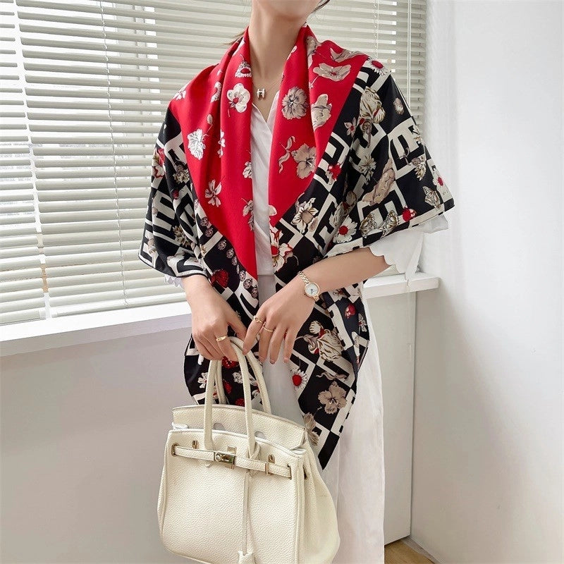 Women's Elegant Minimalist Plant Polyester Silk Scarf