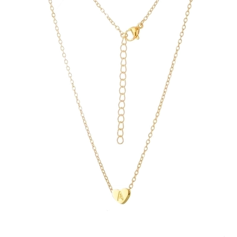 Stainless Steel Titanium Steel 18K Gold Plated Minimalist Letter Heart Shape None Pendant Necklace