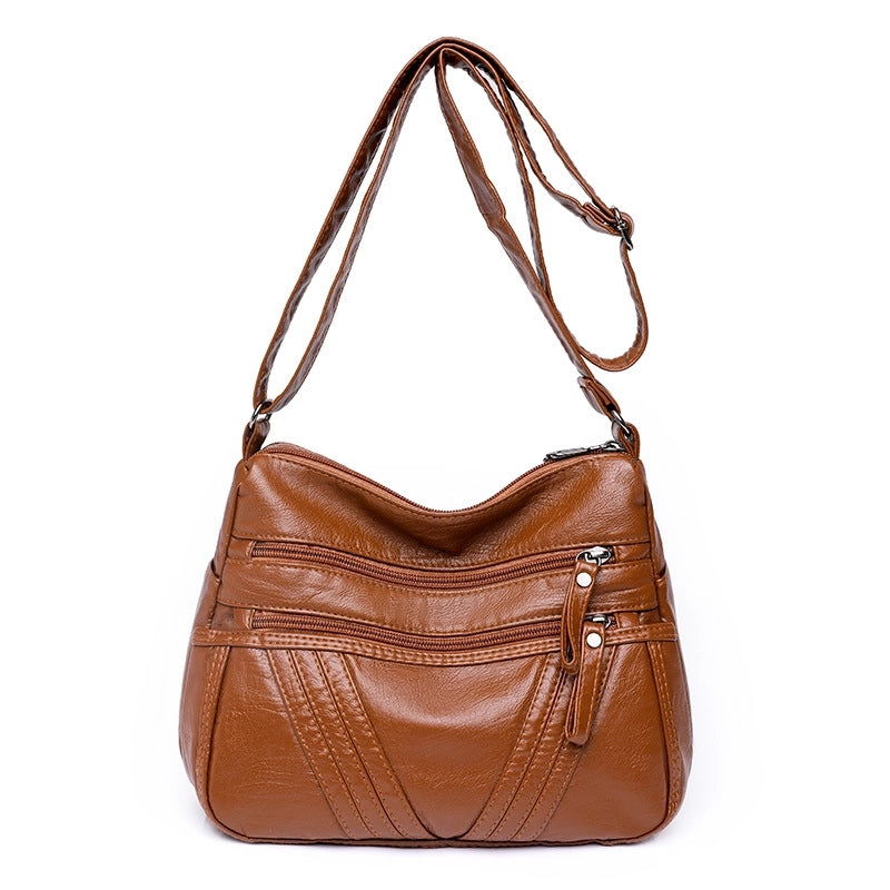 Women's Pu Leather Solid Color Vintage Style Square Zipper Square Bag
