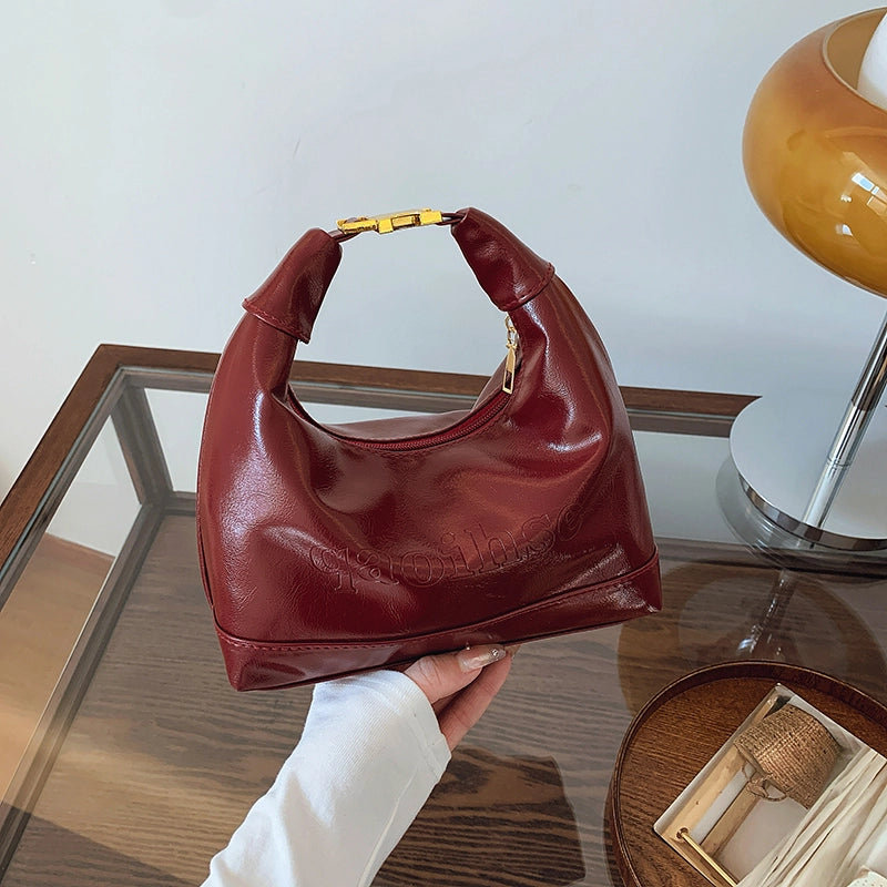 Women's Medium Pu Leather Solid Color Streetwear Dumpling Shape Zipper Crossbody Bag