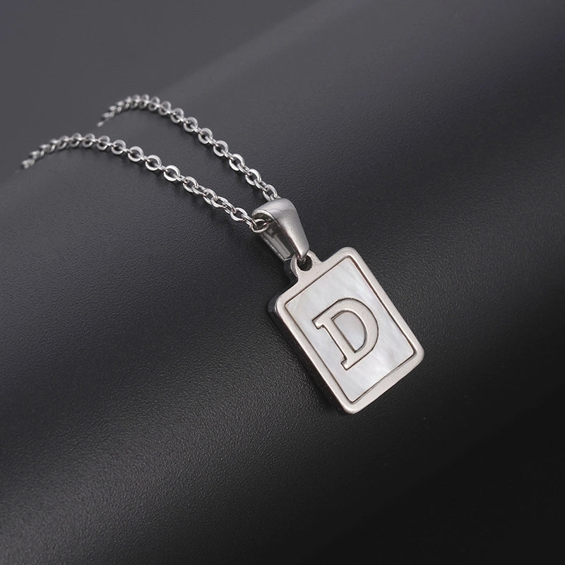 Minimalist Letter Rectangle 304 Stainless Steel Titanium Steel Shell 18K Gold Plated Plating Pendant Necklace