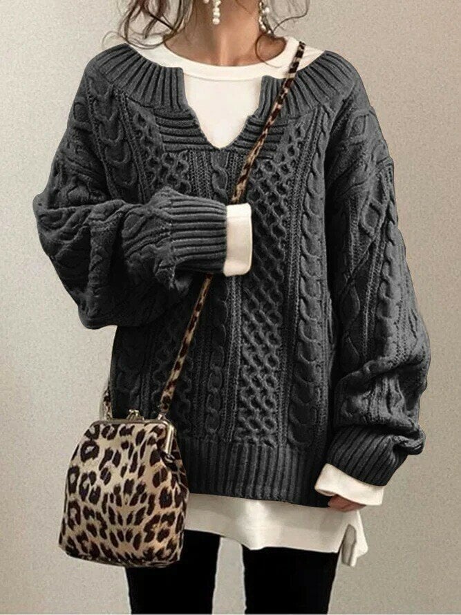 Slouchy Cable Knit Sweater