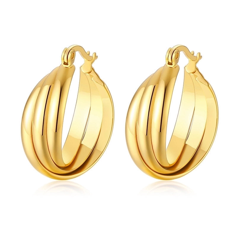 1 Pair Fashion Solid Color Plating 201 Stainless Steel 18K Gold Plated Earrings