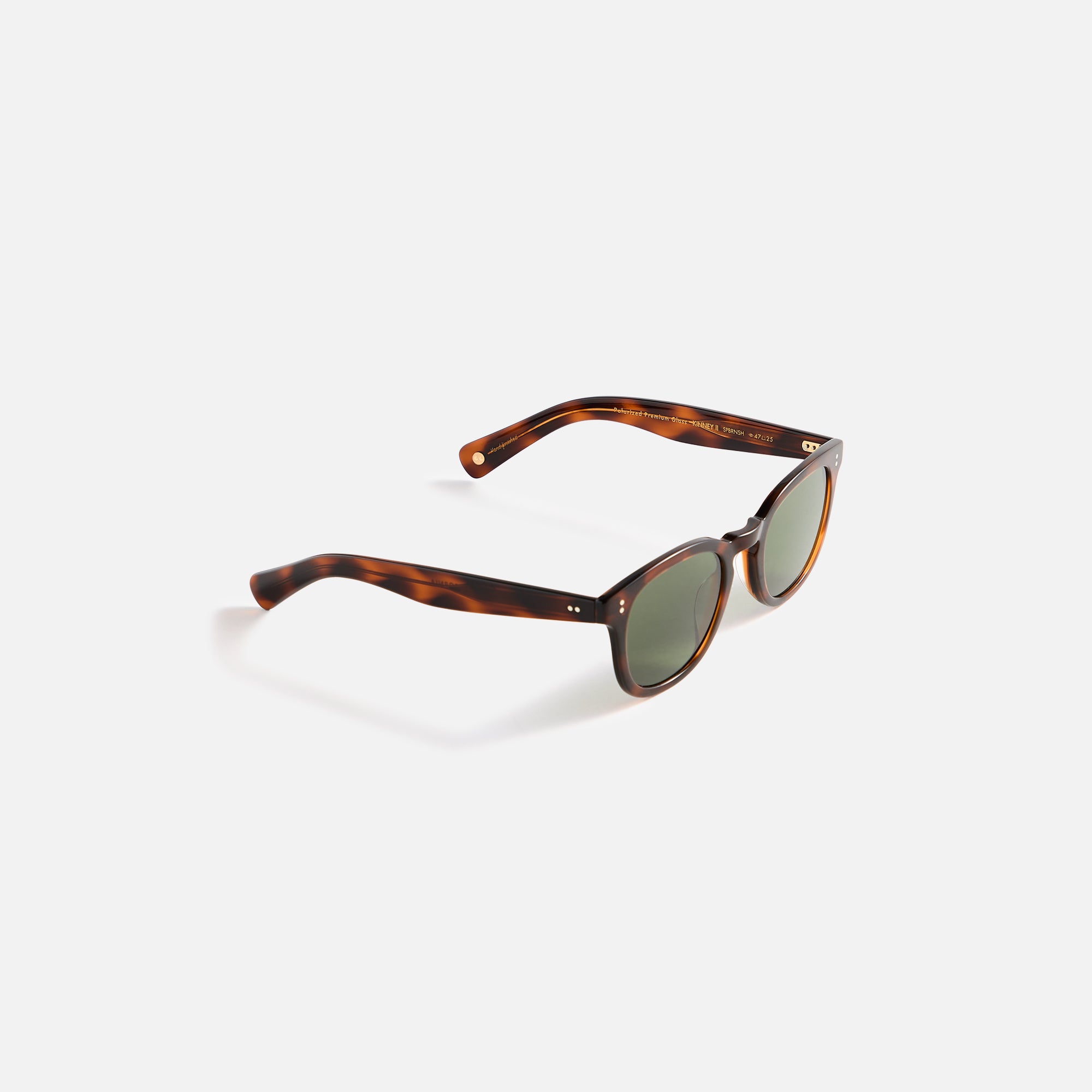 Garrett Leight Kinney II Sunglass - Spotted Brown Shell / Semi Flat Pure Green Polar