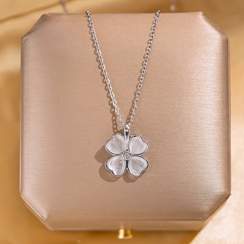 Elegant Lady Streetwear Geometric Flower Butterfly 304 Stainless Steel Acrylic Zircon 18K Gold Plated Inlay Pendant Necklace