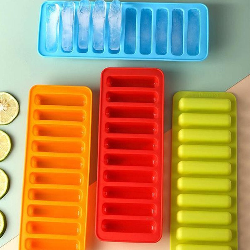 10 Grids Silicone Ice Cue Tray Mold Long Strip Ice Cube