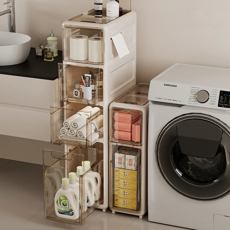 Four floors removable Drawer Narrow Detachable crevice Sundries rack Bathroom Clamp Cabinet rice bucket for kitchen storage