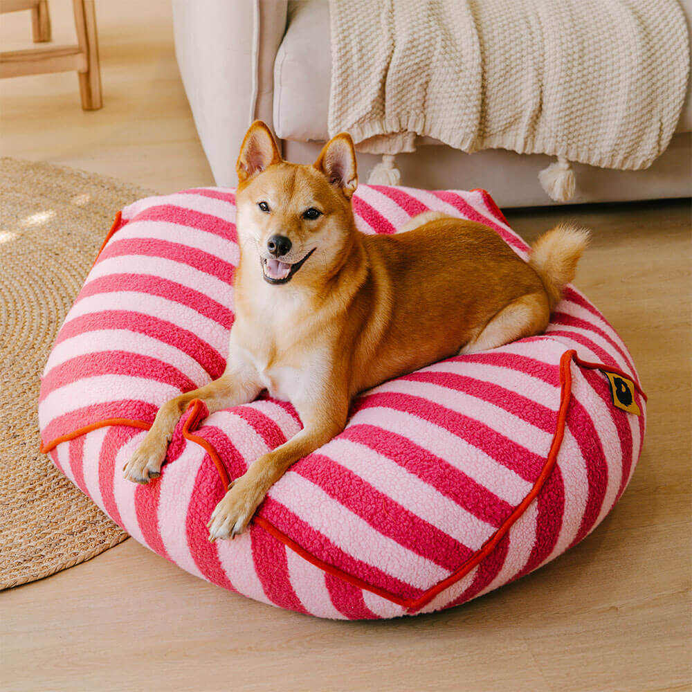 Trendy Striped Pattern Polygonal  Calming Bean Bag Dog Bed