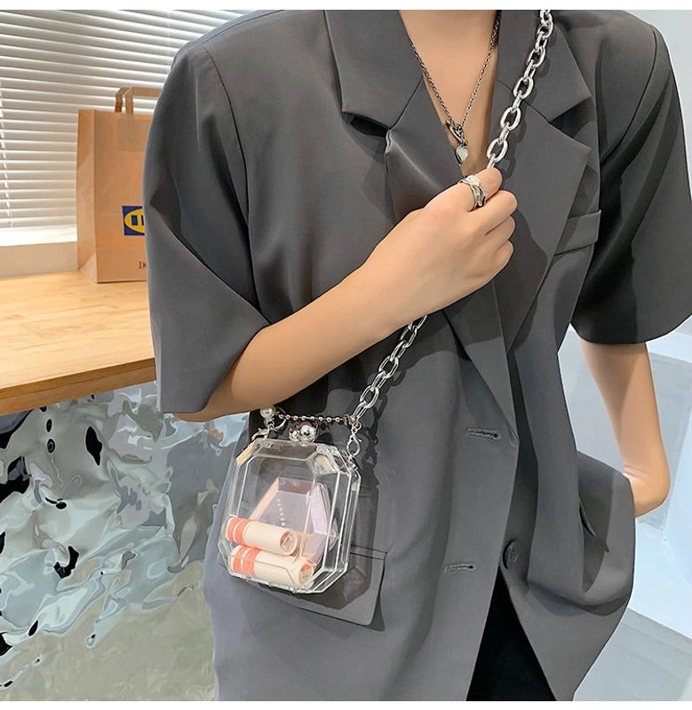 Women's Arylic Solid Color Streetwear Square Lock Clasp Shoulder Bag Crossbody Bag Chain Bag