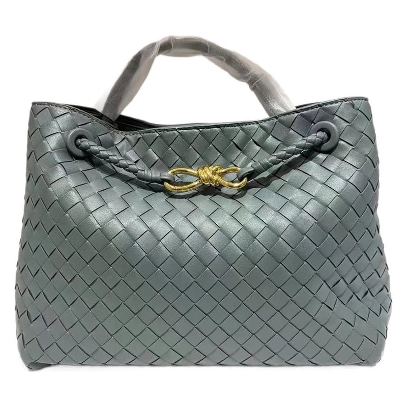 Women's Pu Leather Solid Color Classic Style Weave Bucket Magnetic Buckle Crossbody Bag