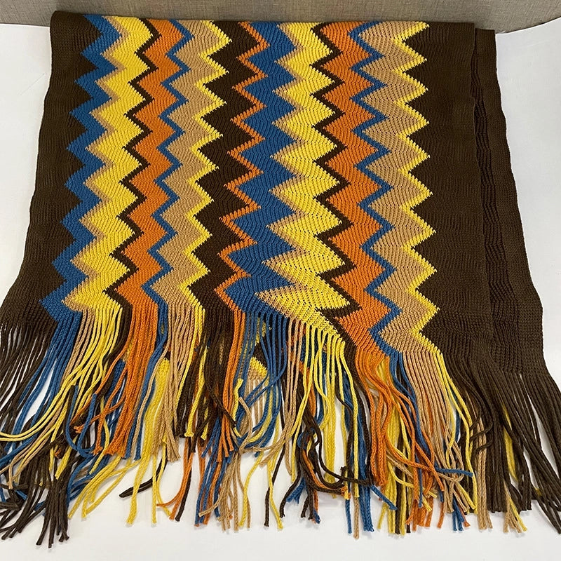 Unisex Elegant Vintage Style Vacation Color Block Acrylic Scarf