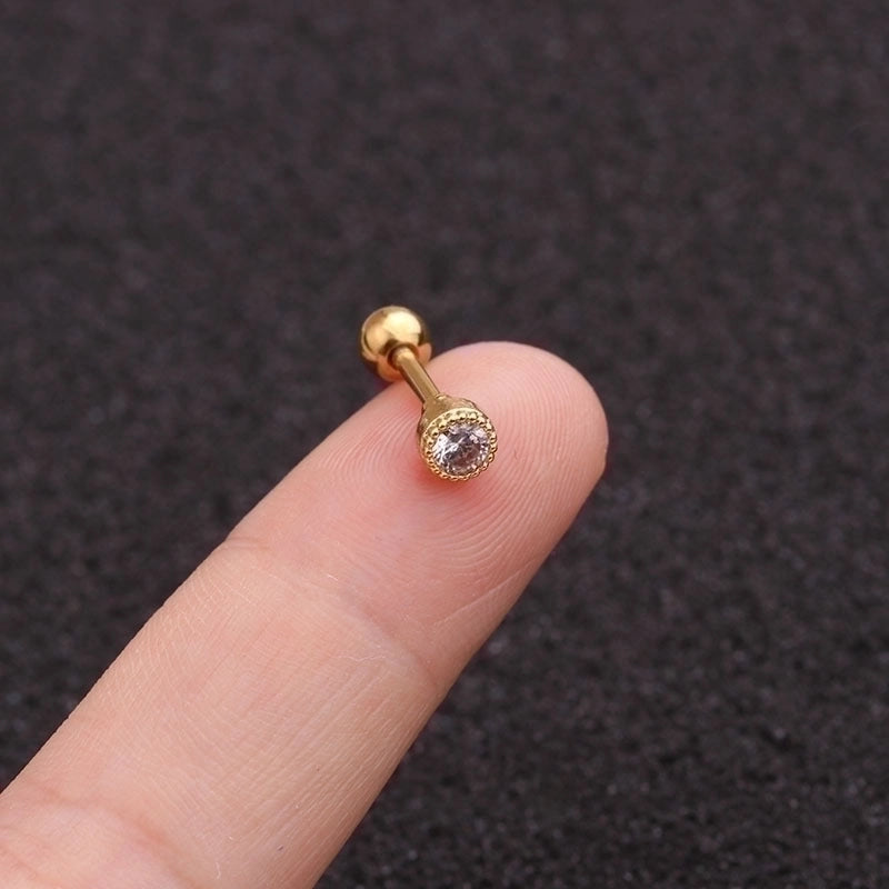 1 Piece Ear Cartilage Rings & Studs Minimalist Round 316L Stainless Steel  Copper Inlay Zircon