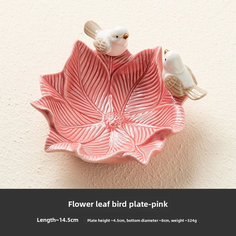 Bird Dim & Sum Plate Ceramic Jewelry Storage Plate Creative Cute Storage Rack Soap Dish Light Luxury High-end Plate