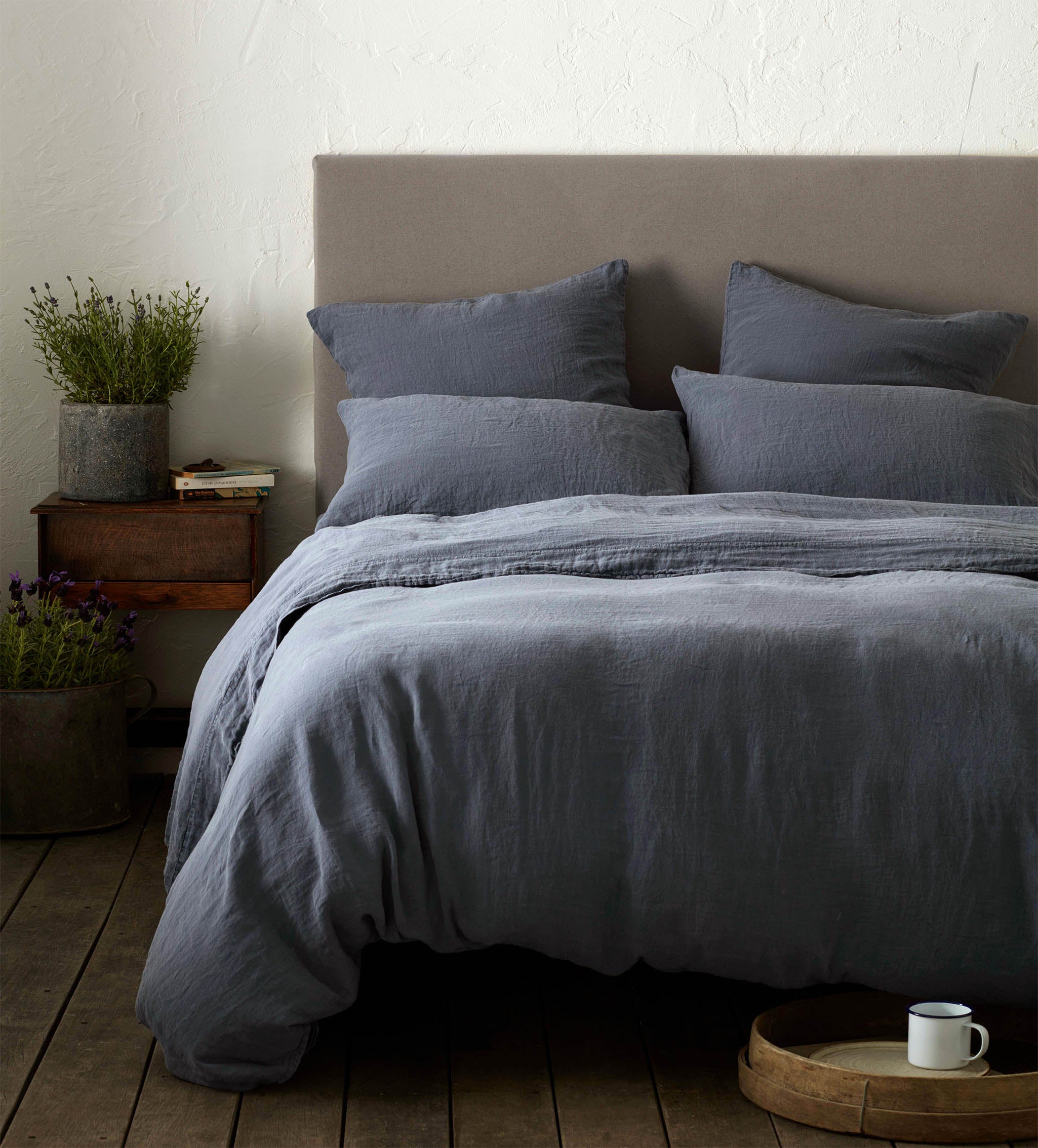 Blue 100% Linen Duvet Cover