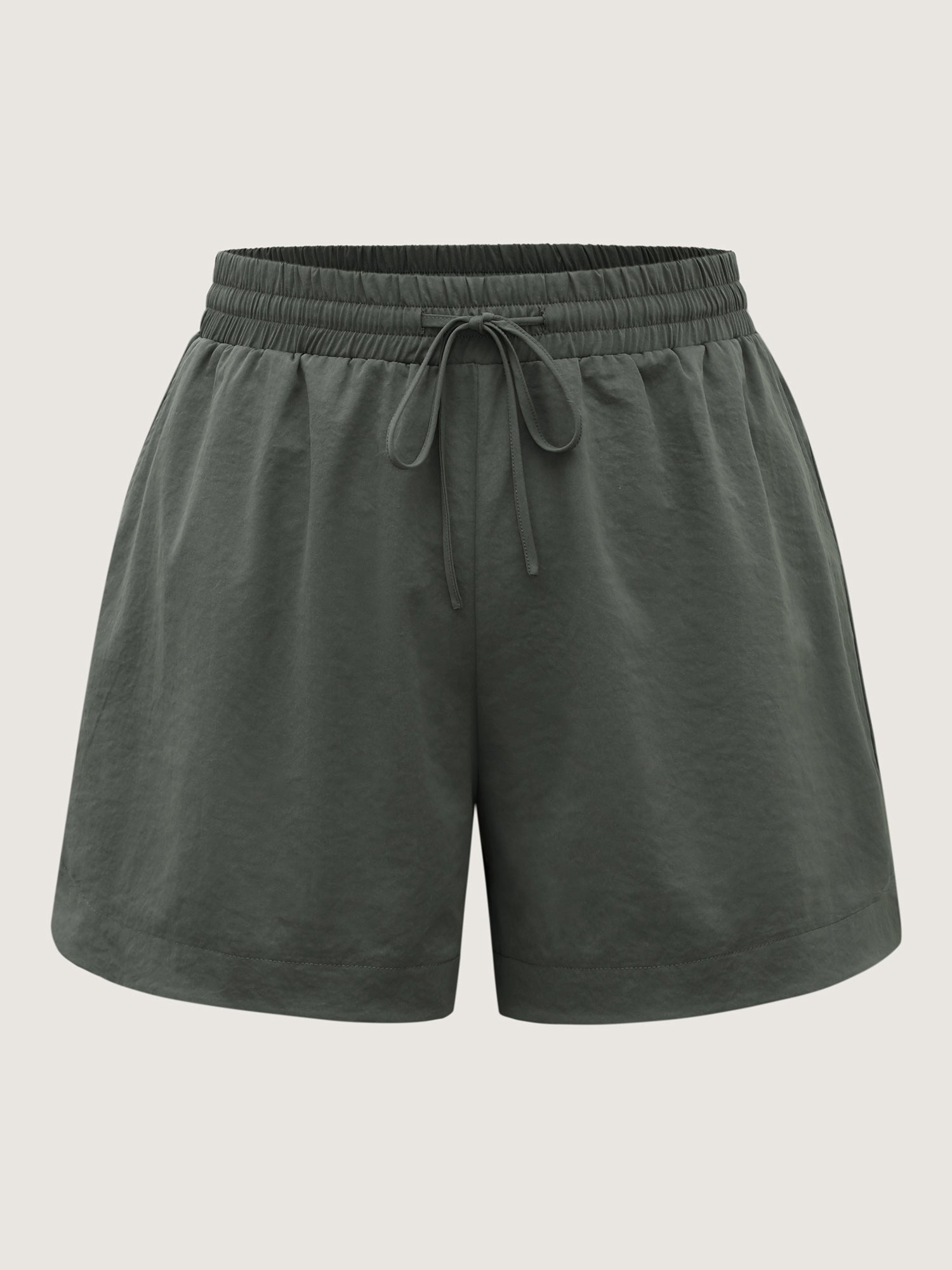 Waist-Tie Solid Wide-Leg Shorts