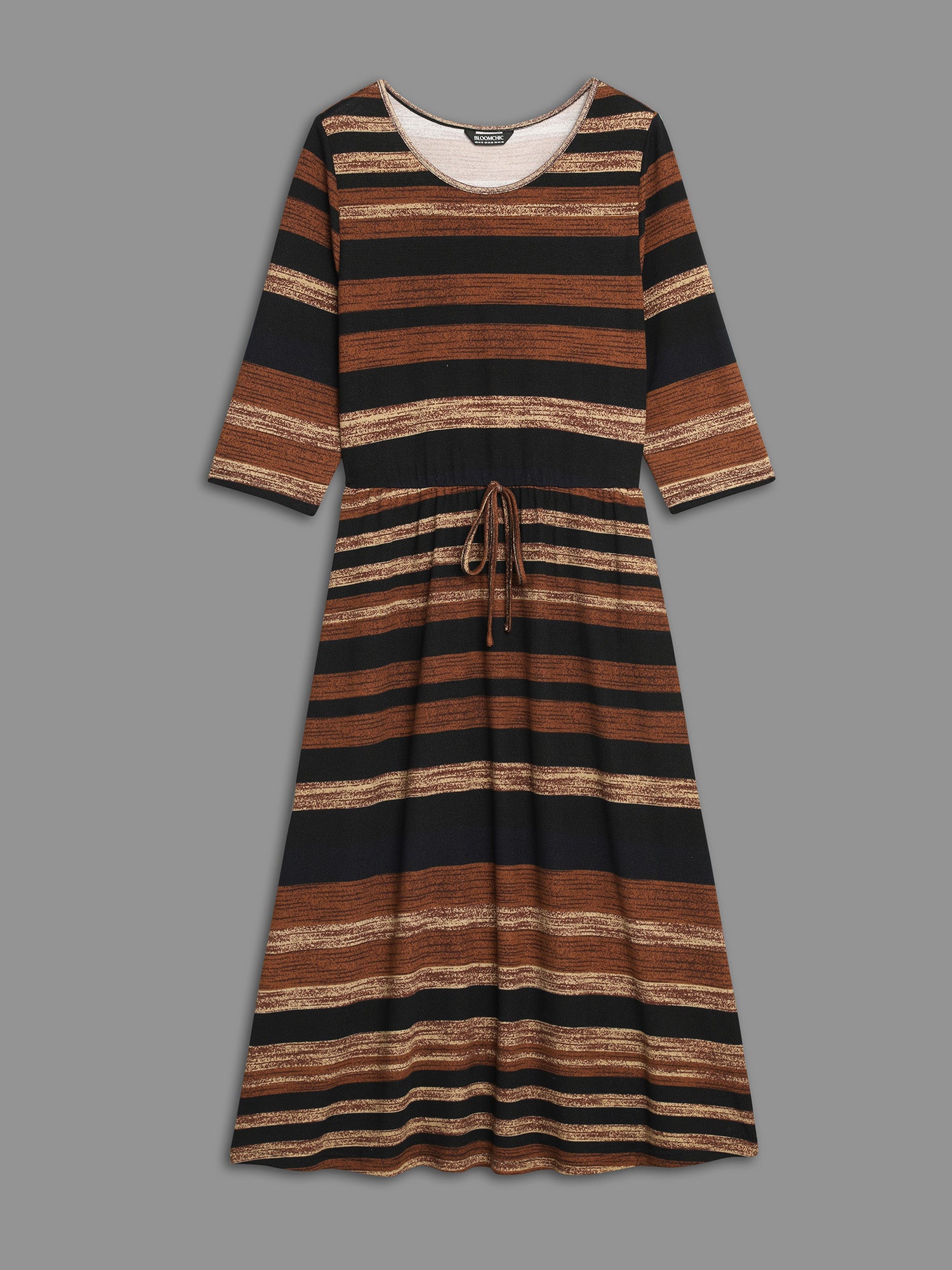 Striped Elastic Waist Tie Knot Dress
