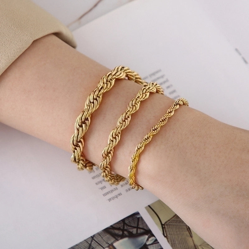 Minimalist Twist Stainless Steel 18K Gold Plated Bracelets In Bulk