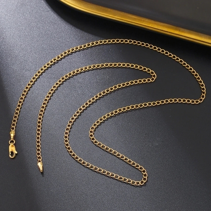 Vintage Style Solid Color Stainless Steel 14K Gold Plated Plating Pendant Necklace