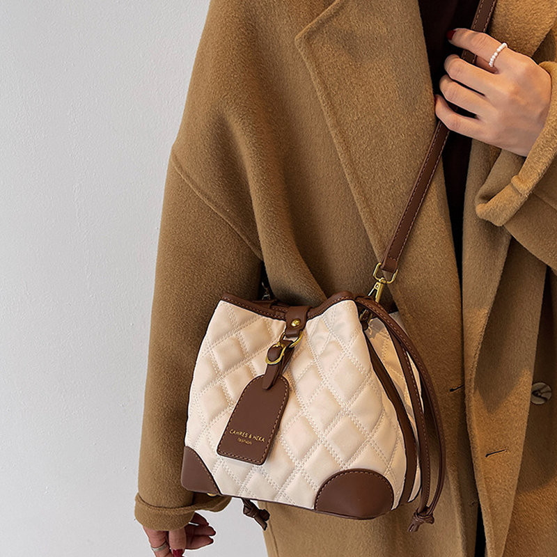 Stylish Embroidered PU Leather Bucket Crossbody Bag