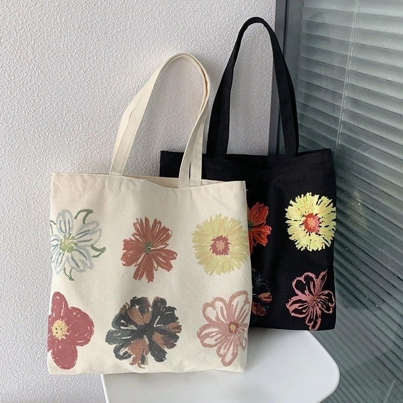Women's Streetwear Flower Canvas Shopping Bags