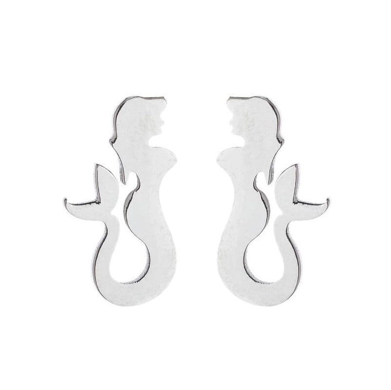 Minimalist Human Gingerbread Apple Stainless Steel Plating Hollow Out Ear Studs 1 Pair