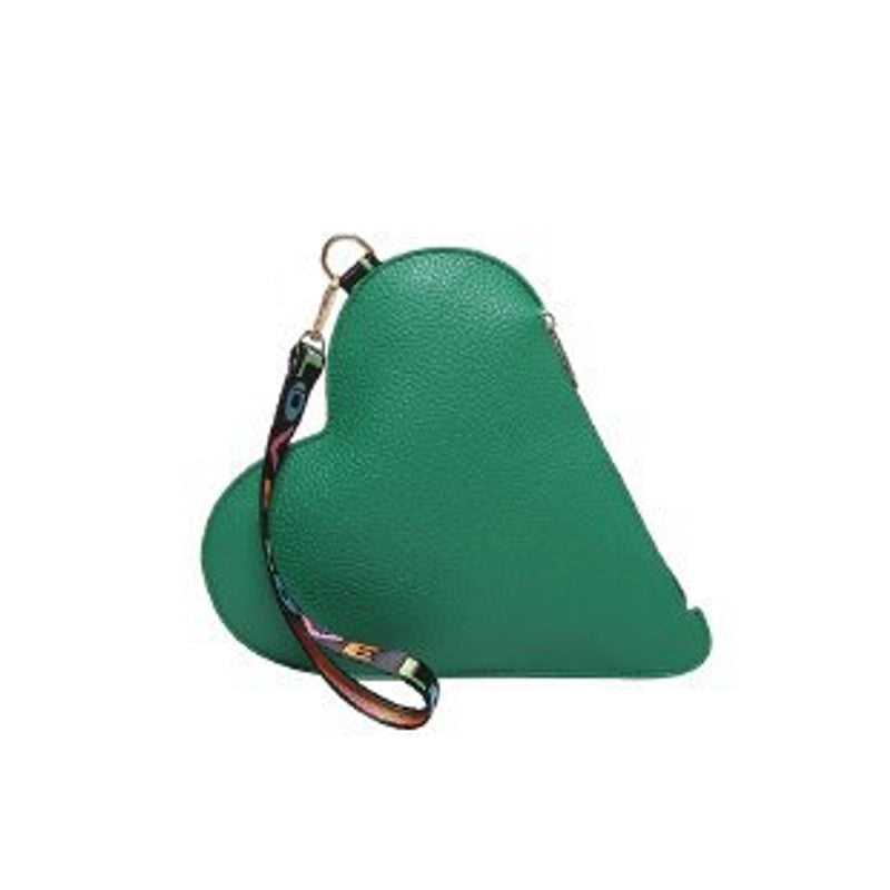 Black Red Yellow Pu Leather Solid Color Heart-shaped Clutches