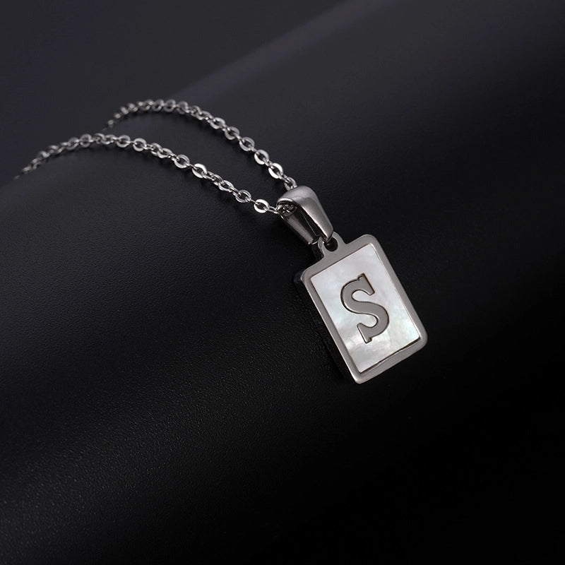 Minimalist Letter Rectangle 304 Stainless Steel Titanium Steel Shell 18K Gold Plated Plating Pendant Necklace