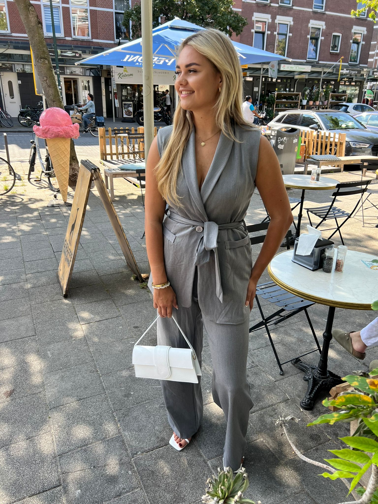 Kate two piece gilet set grey