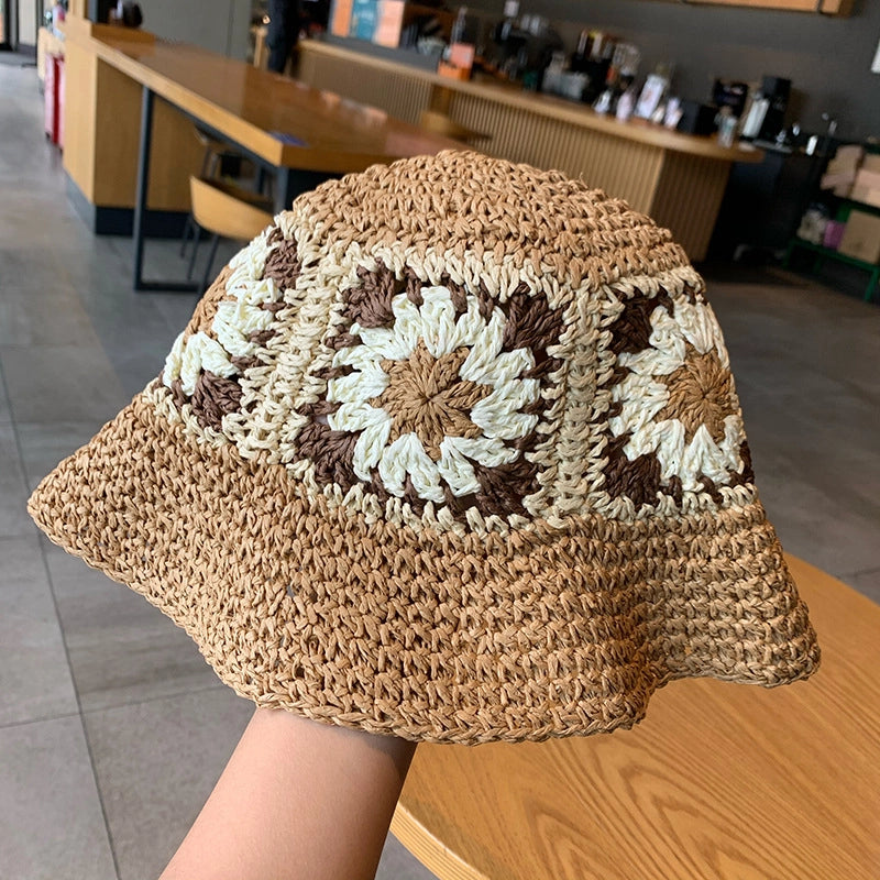 Women's Sweet Flower Flowers Wide Eaves Straw Hat
