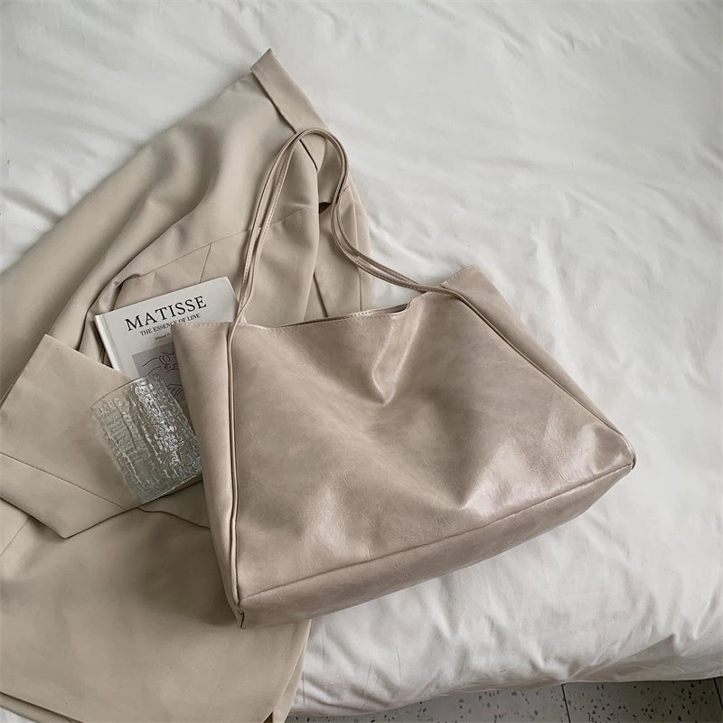 Women's Medium Pu Leather Solid Color Classic Style Streetwear Square Zipper Shoulder Bag Tote Bag