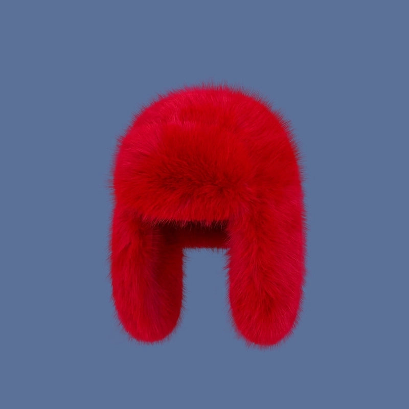 Korean Style Blue Faux Mink Plush Lei Feng Hat Women's Autumn And Winter Cycling Thickened Warm Skiing Cold-proof Earmuffs