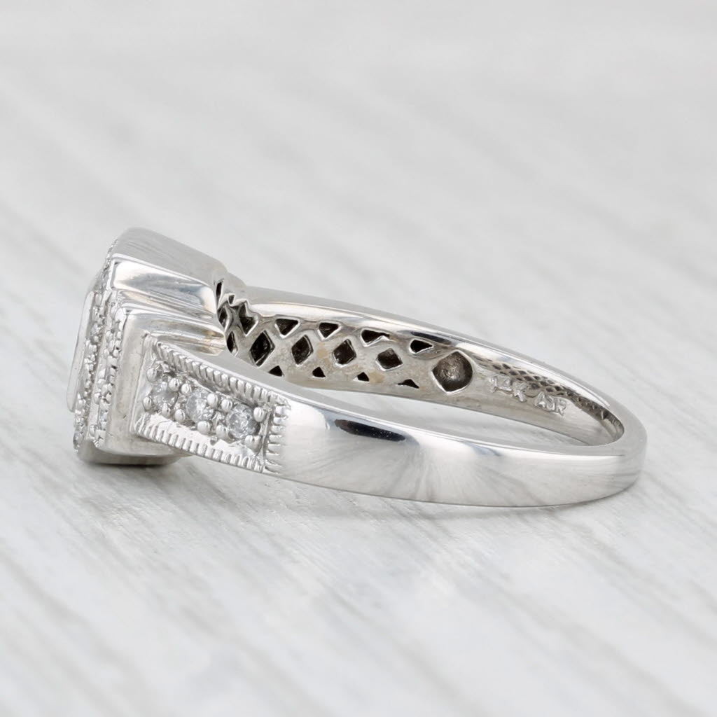 Princess Diamond Halo Engagement Ring 14k White Gold Size 7.25